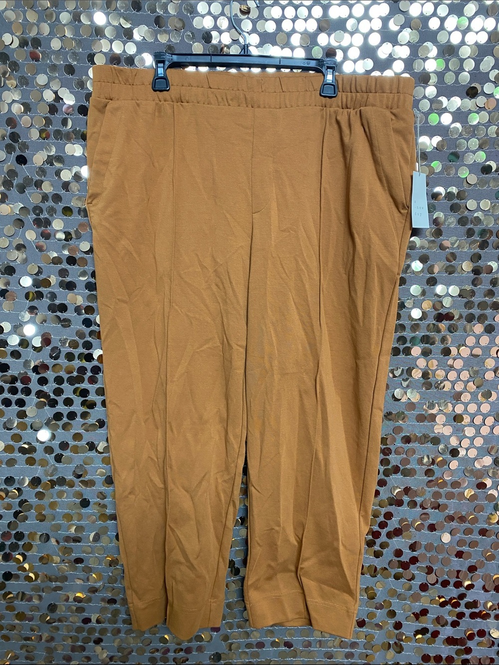 Elastic-Waist Brown Pants #1606
